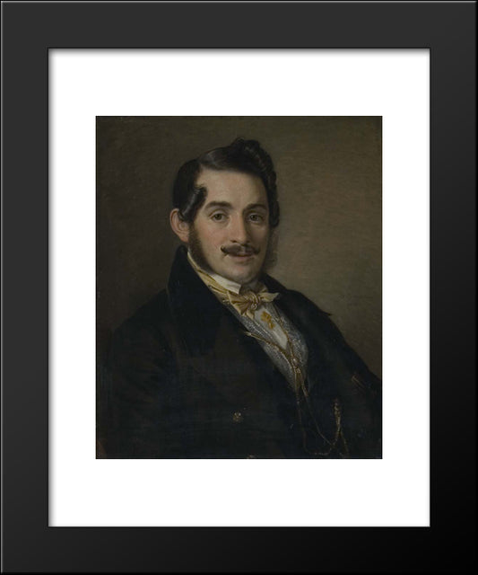 Portrait Of An Unknown In A Black Coat 20x24 Black Modern Wood Framed Art Print Poster by Tropinin, Vasily