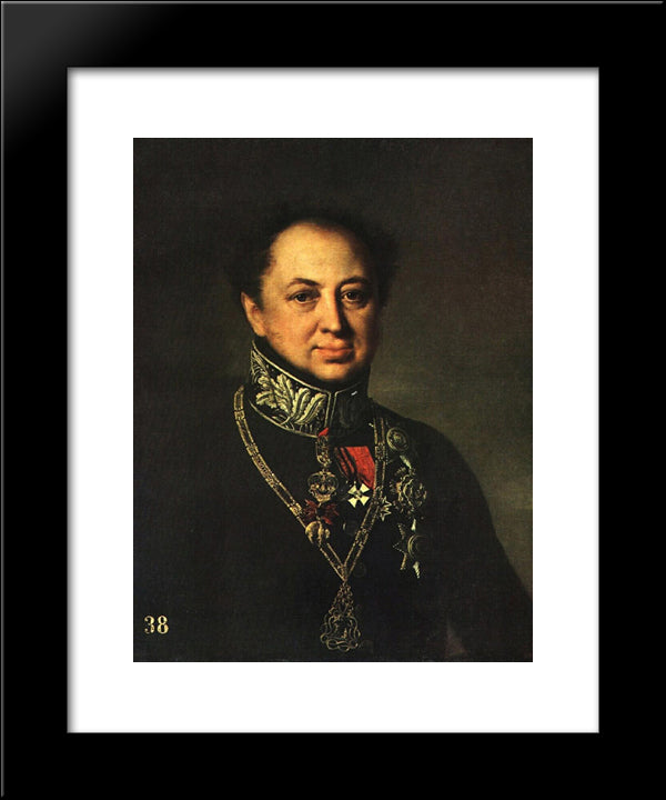Portrait Of D. P. Tatishchev 20x24 Black Modern Wood Framed Art Print Poster by Tropinin, Vasily