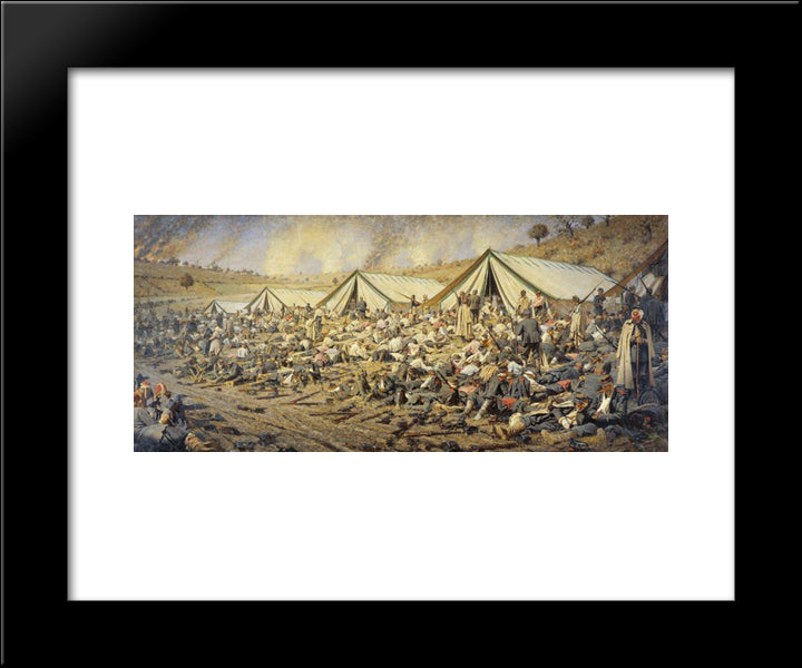 After The Attack. Dressing Station Near Plevna 20x24 Black Modern Wood Framed Art Print Poster by Vereshchagin, Vasily
