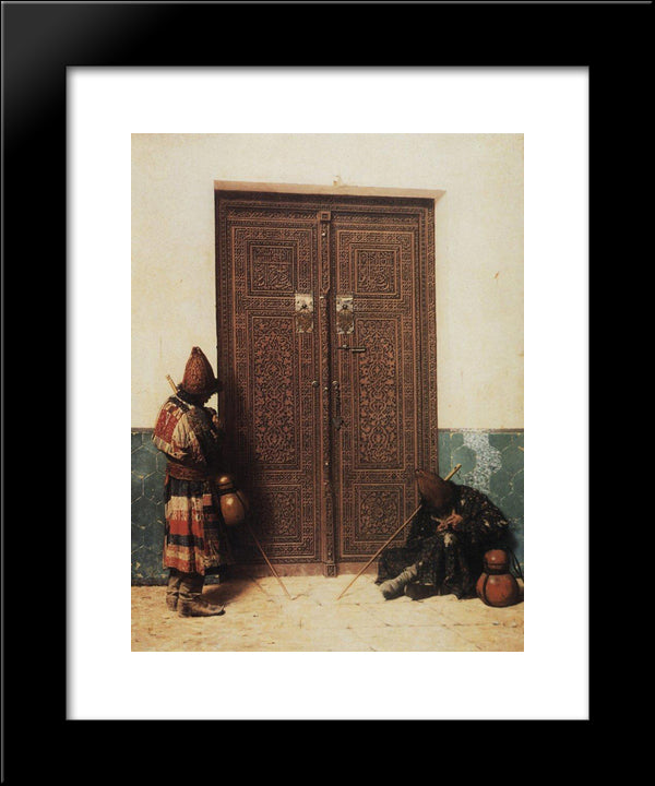 At The Door Of A Mosque 20x24 Black Modern Wood Framed Art Print Poster by Vereshchagin, Vasily