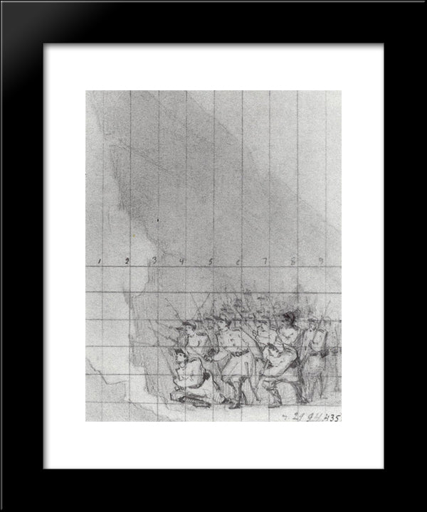 At The Fortress Walls. Let Them Enter 20x24 Black Modern Wood Framed Art Print Poster by Vereshchagin, Vasily