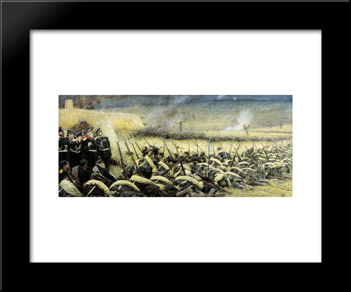 Before The Attack. At Plevna 20x24 Black Modern Wood Framed Art Print Poster by Vereshchagin, Vasily
