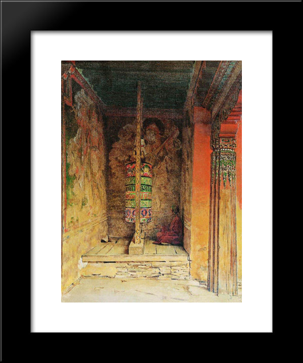 Buddhist Prayer Machine 20x24 Black Modern Wood Framed Art Print Poster by Vereshchagin, Vasily