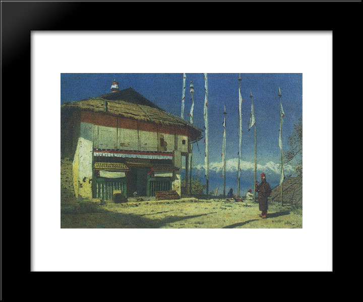 Buddhist Temple In Darjeeling. Sikkim 20x24 Black Modern Wood Framed Art Print Poster by Vereshchagin, Vasily