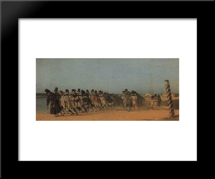 Burlaks 20x24 Black Modern Wood Framed Art Print Poster by Vereshchagin, Vasily
