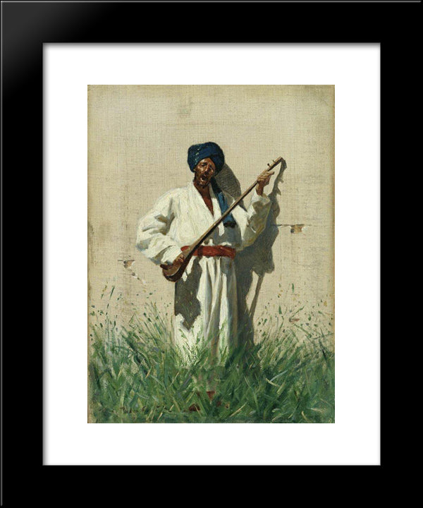 Dutar-Player 20x24 Black Modern Wood Framed Art Print Poster by Vereshchagin, Vasily