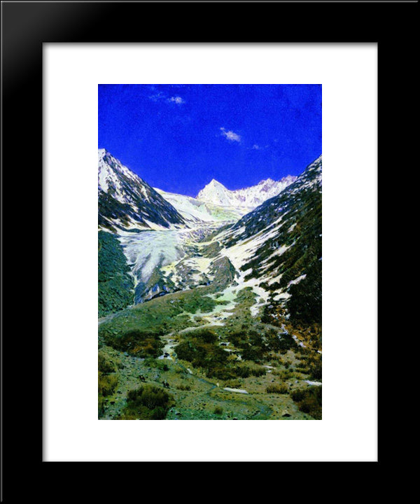 Glacier On The Way From Kashmir To Ladakh 20x24 Black Modern Wood Framed Art Print Poster by Vereshchagin, Vasily