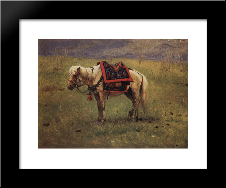 Himalayan Ponies 20x24 Black Modern Wood Framed Art Print Poster by Vereshchagin, Vasily