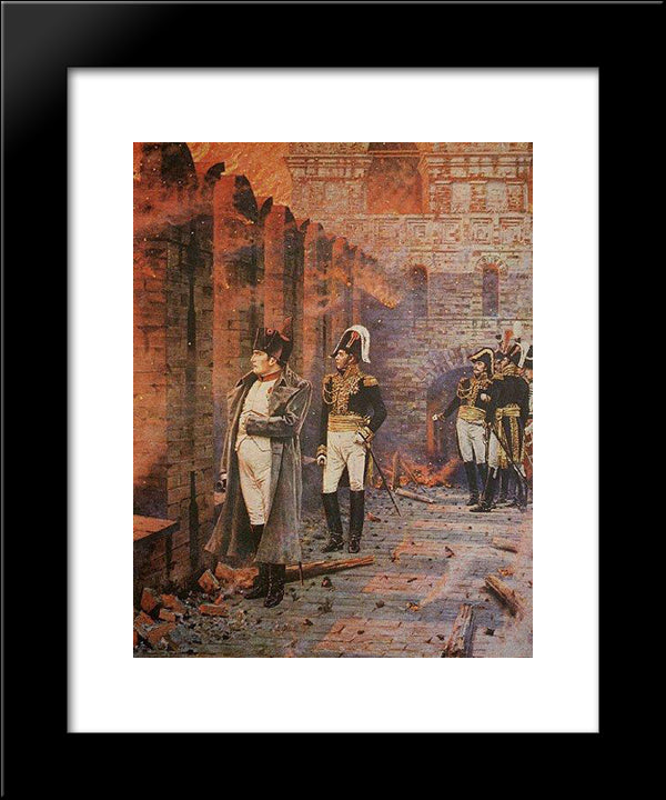 In The Kremlin - A Fire 20x24 Black Modern Wood Framed Art Print Poster by Vereshchagin, Vasily