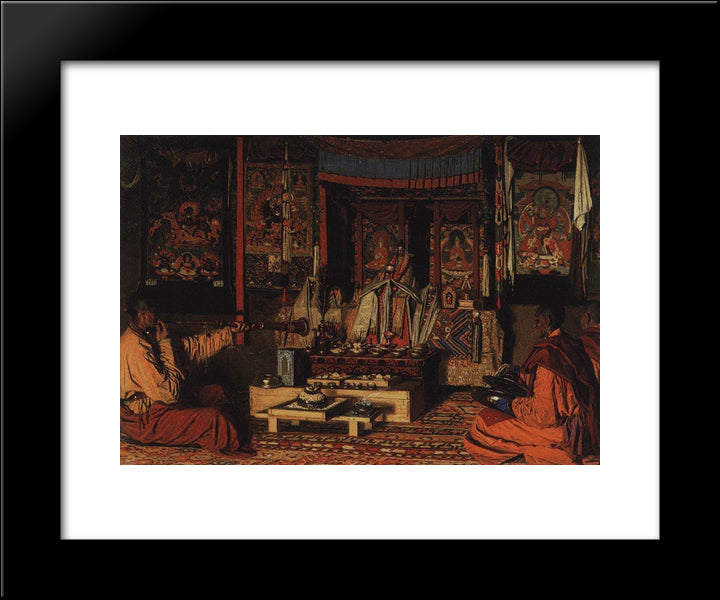 Kalmyk Chapel 20x24 Black Modern Wood Framed Art Print Poster by Vereshchagin, Vasily