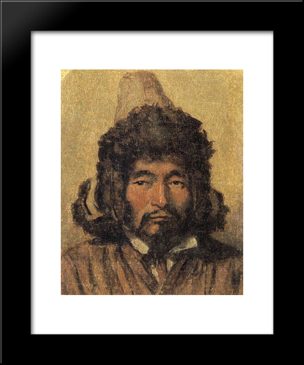 Kazakh With Fur Hat 20x24 Black Modern Wood Framed Art Print Poster by Vereshchagin, Vasily