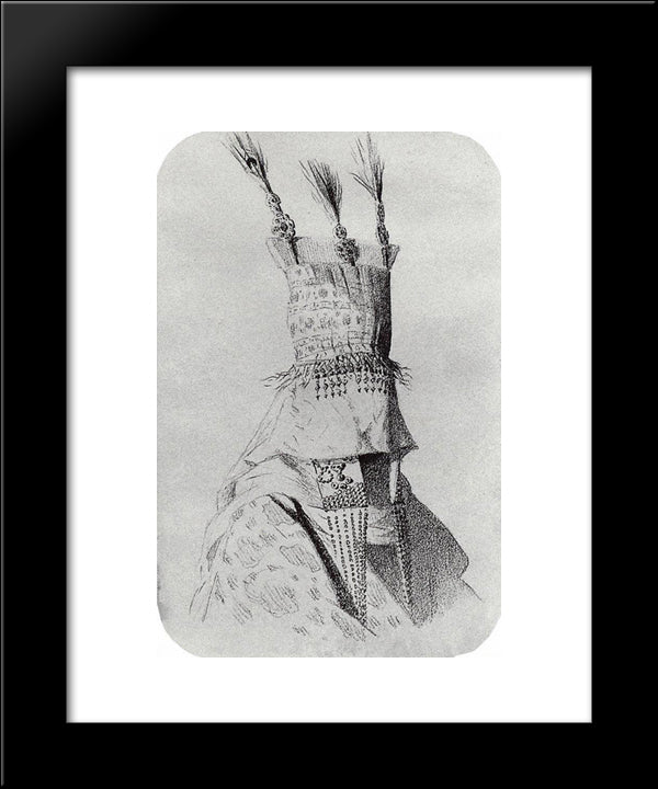 Kyrgyz-Bride Outfit With A Headdress Covering The Face 20x24 Black Modern Wood Framed Art Print Poster by Vereshchagin, Vasily
