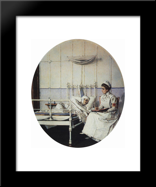 Letter To Home (Letter To Mother) 20x24 Black Modern Wood Framed Art Print Poster by Vereshchagin, Vasily