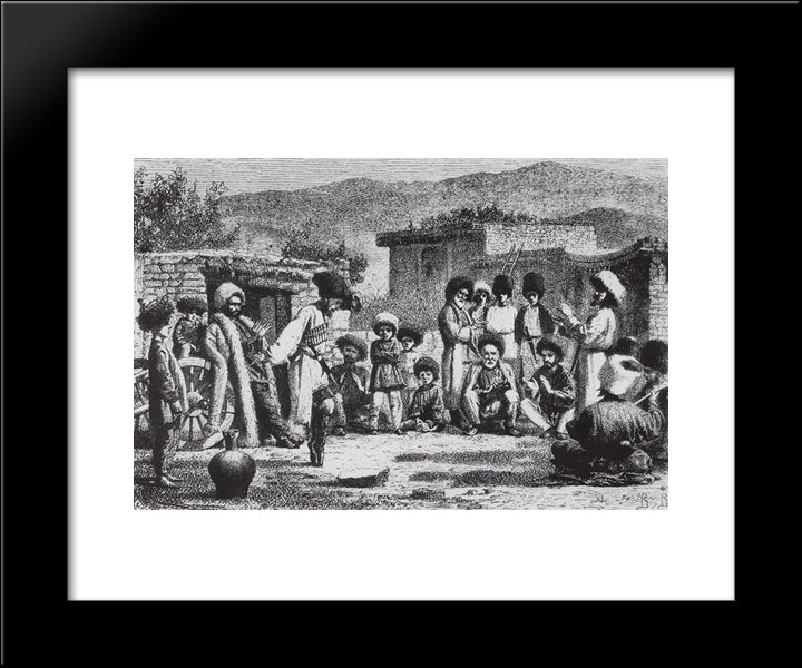 Lezginka 20x24 Black Modern Wood Framed Art Print Poster by Vereshchagin, Vasily