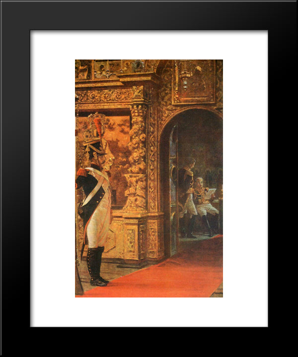 Marshal Davout In The Chudovo Convent 20x24 Black Modern Wood Framed Art Print Poster by Vereshchagin, Vasily