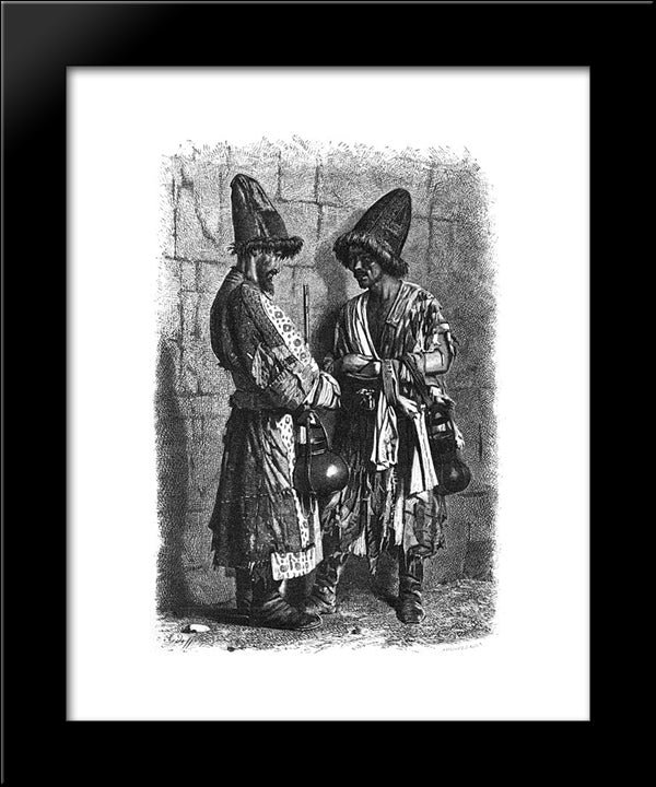 Mendicant Dervishes-Douvana (Holy Fools) 20x24 Black Modern Wood Framed Art Print Poster by Vereshchagin, Vasily
