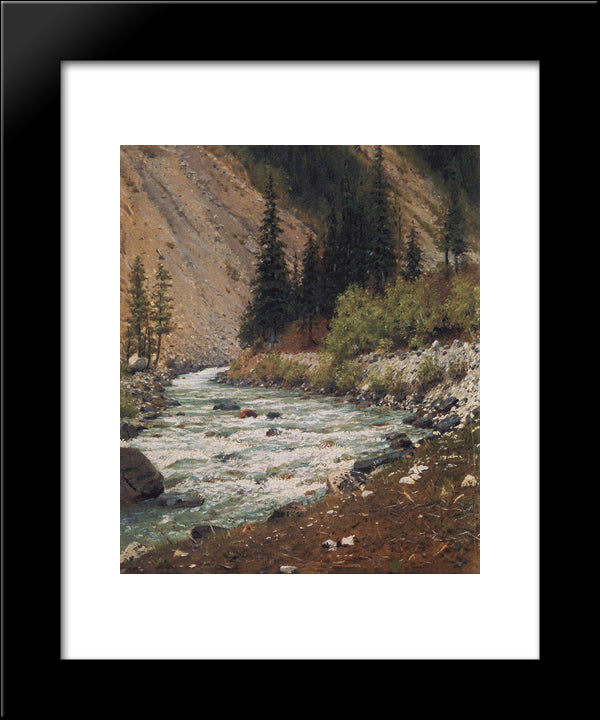 Mountain Stream In Kashmir 20x24 Black Modern Wood Framed Art Print Poster by Vereshchagin, Vasily