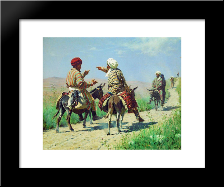 Mullah Rahim And Mullah Karim Quarrel On His Way To The Market 20x24 Black Modern Wood Framed Art Print Poster by Vereshchagin, Vasily