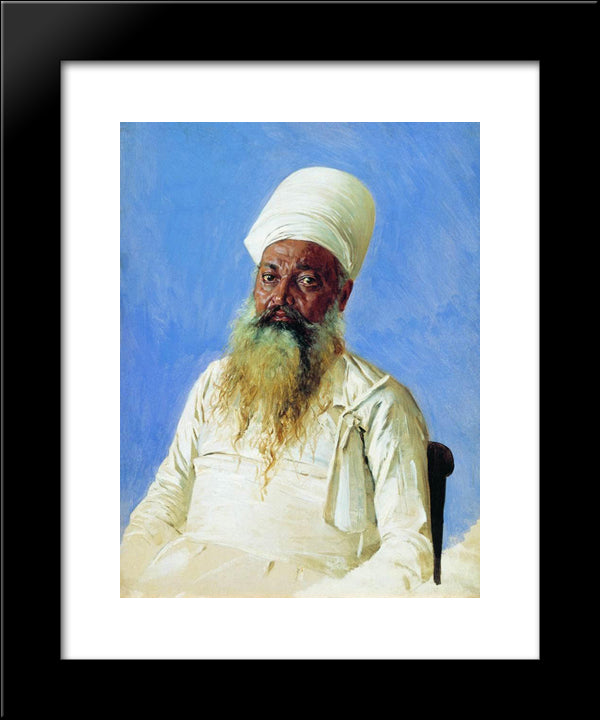 Parsi Priest (Fire-Worshiper). Bombay 20x24 Black Modern Wood Framed Art Print Poster by Vereshchagin, Vasily