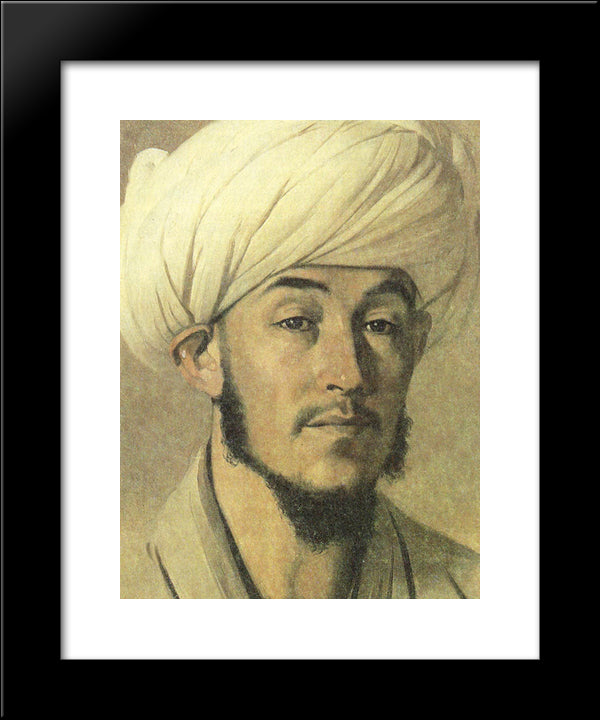 Portrait Of A Man In A White Turban 20x24 Black Modern Wood Framed Art Print Poster by Vereshchagin, Vasily
