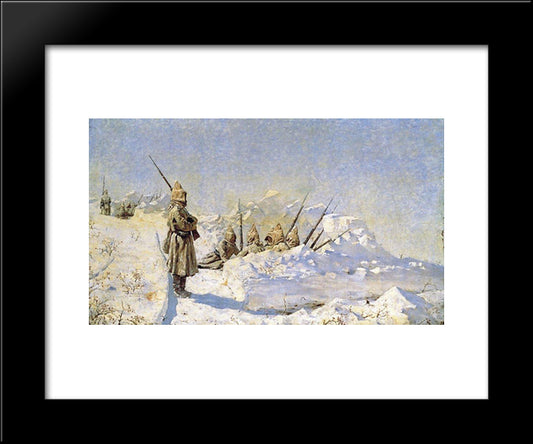 Snowy Trenches (Russian Position On The Shipka Pass) 20x24 Black Modern Wood Framed Art Print Poster by Vereshchagin, Vasily