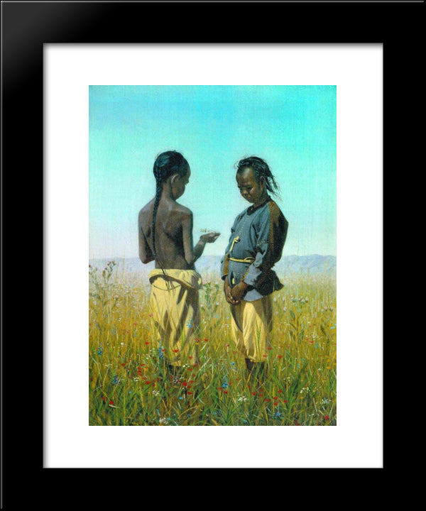 The Children Of The Tribe Solonov 20x24 Black Modern Wood Framed Art Print Poster by Vereshchagin, Vasily