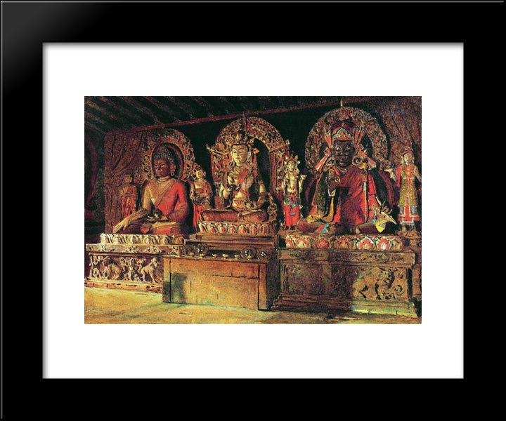 The Three Main Gods In A Chingacheling Buddhist Monastery In Sikkim 20x24 Black Modern Wood Framed Art Print Poster by Vereshchagin, Vasily