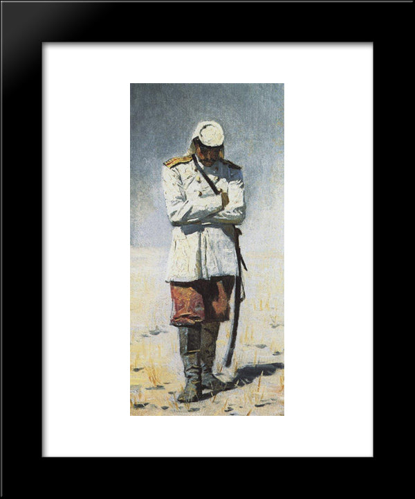 Turkestan Officer, When There Will No Campaign 20x24 Black Modern Wood Framed Art Print Poster by Vereshchagin, Vasily