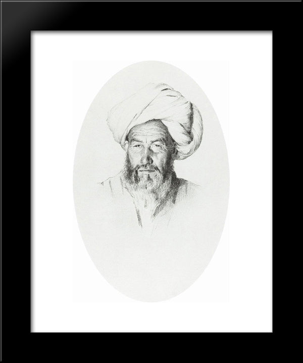 Uzbek, The Foreman (Elder) Village Hodzhagent 20x24 Black Modern Wood Framed Art Print Poster by Vereshchagin, Vasily