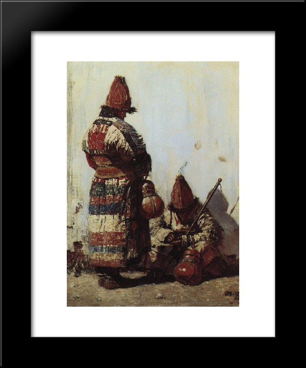 Uzbek Dishes Seller 20x24 Black Modern Wood Framed Art Print Poster by Vereshchagin, Vasily