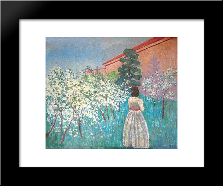 A Garden In Blossom 20x24 Black Modern Wood Framed Art Print Poster by Borisov Musatov, Victor