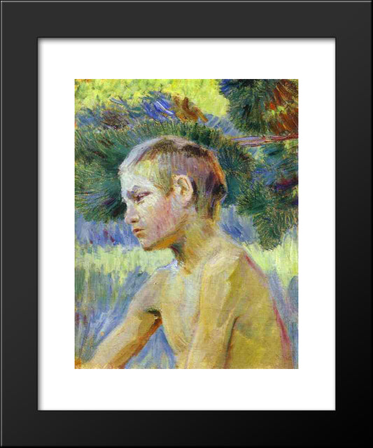 Boy Seated 20x24 Black Modern Wood Framed Art Print Poster by Borisov Musatov, Victor