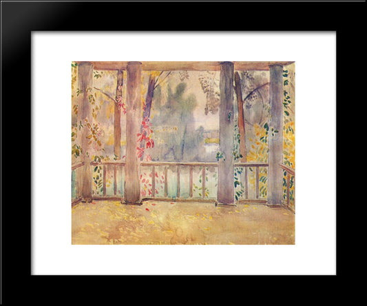 On A Balcony In Tarusa 20x24 Black Modern Wood Framed Art Print Poster by Borisov Musatov, Victor