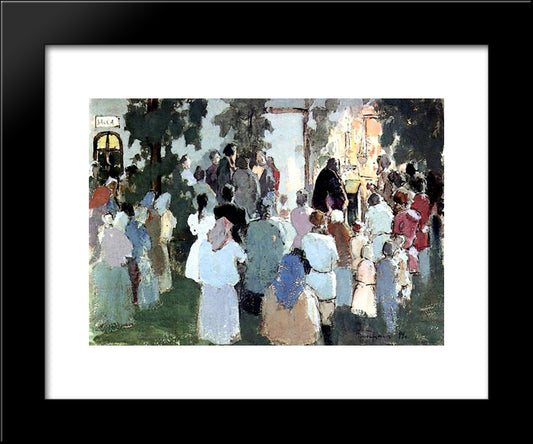 Prayer On The Railway Station 20x24 Black Modern Wood Framed Art Print Poster by Borisov Musatov, Victor