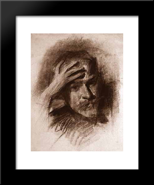 Self Portrait 20x24 Black Modern Wood Framed Art Print Poster by Borisov Musatov, Victor