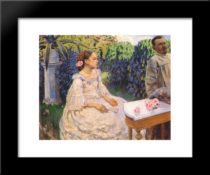 Self Portrait With Sister 20x24 Black Modern Wood Framed Art Print Poster by Borisov Musatov, Victor