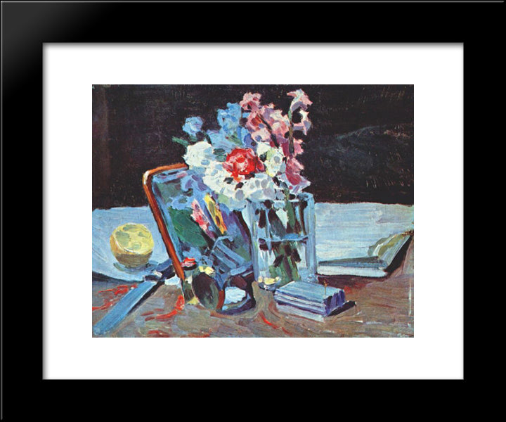 Still Life With Flowers 20x24 Black Modern Wood Framed Art Print Poster by Borisov Musatov, Victor