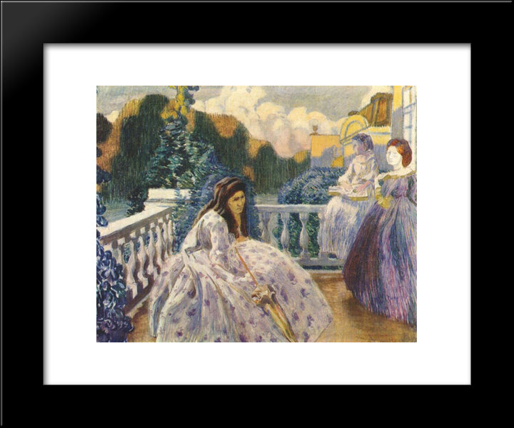 Three Ladies On The Terrace 20x24 Black Modern Wood Framed Art Print Poster by Borisov Musatov, Victor