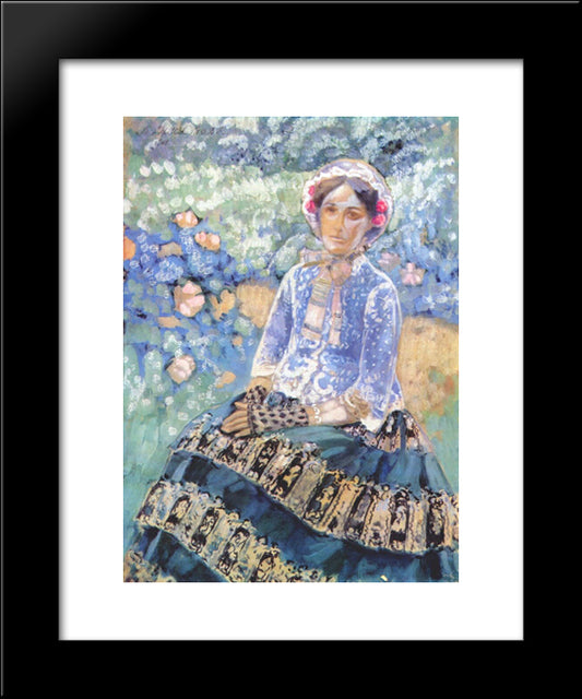 Woman In Blue Dress 20x24 Black Modern Wood Framed Art Print Poster by Borisov Musatov, Victor