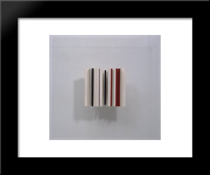 Relief Construction In White, Black And Maroon 20x24 Black Modern Wood Framed Art Print Poster by Pasmore, Victor