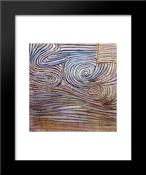 Spiral Motif In White, Black And Indigo 20x24 Black Modern Wood Framed Art Print Poster by Pasmore, Victor