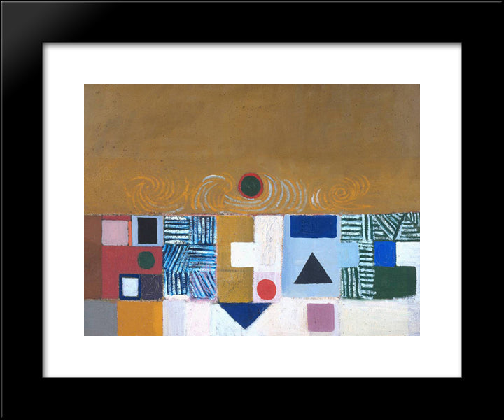 Square Motif, Blue And Gold The Eclipse 20x24 Black Modern Wood Framed Art Print Poster by Pasmore, Victor