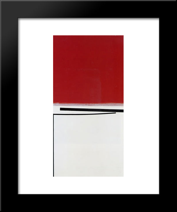 Square Motif In White And Indian Red 20x24 Black Modern Wood Framed Art Print Poster by Pasmore, Victor