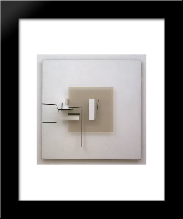Synthetic Construction (White And Black) 20x24 Black Modern Wood Framed Art Print Poster by Pasmore, Victor