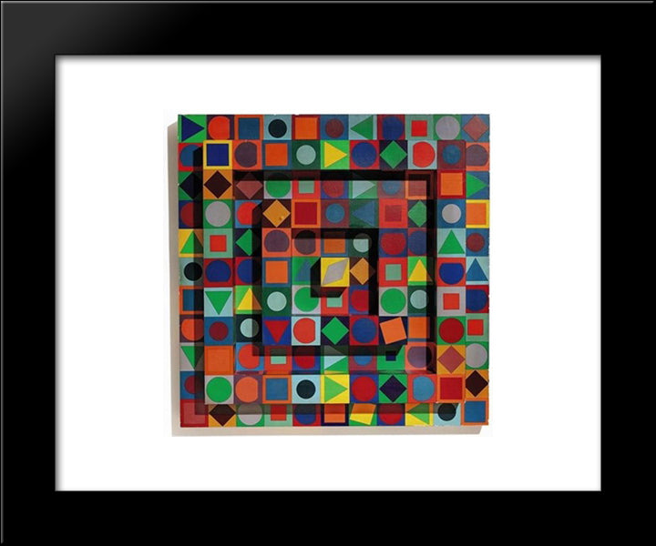 Folklore 20x24 Black Modern Wood Framed Art Print Poster by Vasarely, Victor