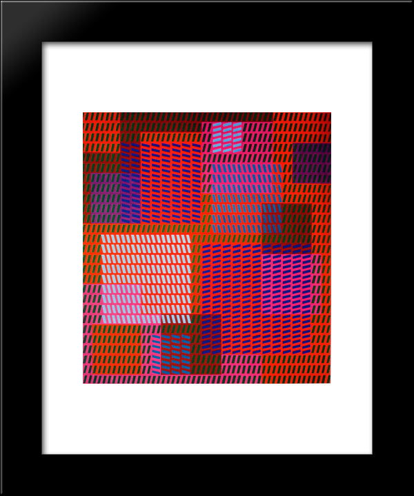 Keiho C1 20x24 Black Modern Wood Framed Art Print Poster by Vasarely, Victor