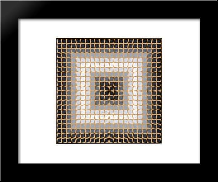 Quasar Dia 20x24 Black Modern Wood Framed Art Print Poster by Vasarely, Victor