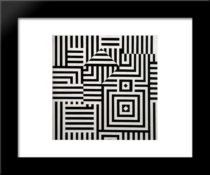 Riu - Kiu - C 20x24 Black Modern Wood Framed Art Print Poster by Vasarely, Victor
