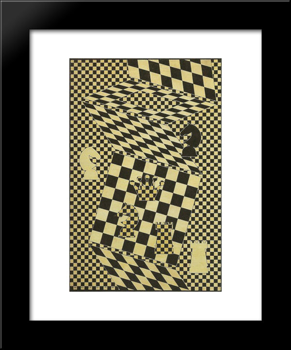 The Chess Board 20x24 Black Modern Wood Framed Art Print Poster by Vasarely, Victor