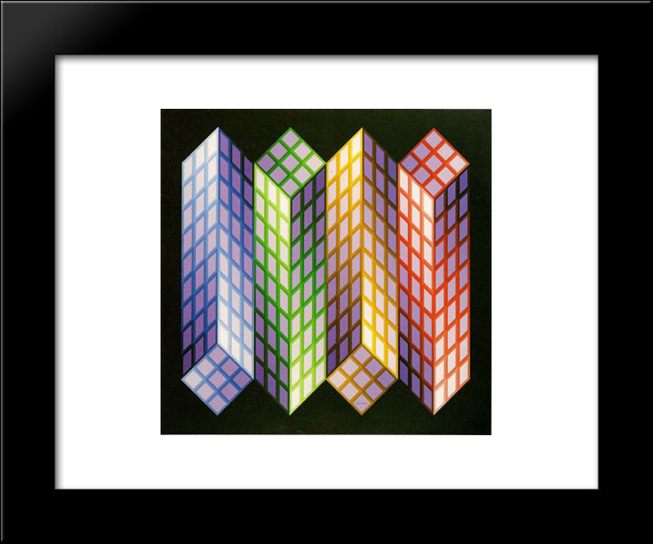 Torony - Nagy 20x24 Black Modern Wood Framed Art Print Poster by Vasarely, Victor